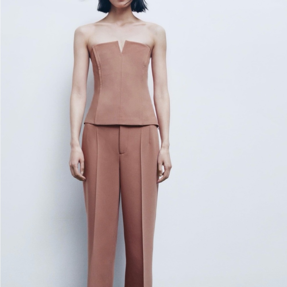 Zara Tan High-Waisted Trousers
